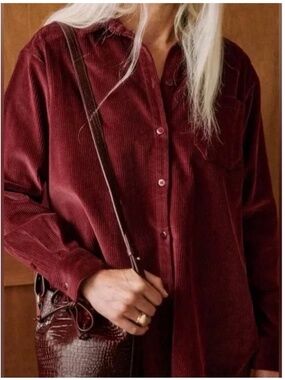 Sezane Max Shirt Burgundy Size 38/M